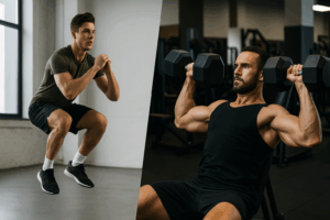 a man lifting weights in a gym